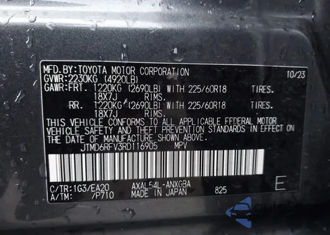 2024 Toyota Rav4 Hybrid Limited z USA, uszkodzony, nr VIN JTMD6RFV3RD116905